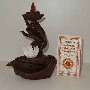 Backflow brander hand met Lotus bloem met Palo Santo kegels
