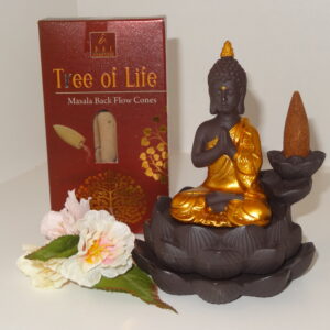 Backflow waterval wierookbrander Boeddha met BAC Tree Of Life kegels